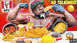 bodybuilder eats KFC